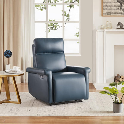 Electric Power Recliner Chair, Mid-Century Design Faux Leather Recliner, USB Charge Ports, Ergonomic Lounge Single Sofa for Bedroom, Living Room Chair, Blue