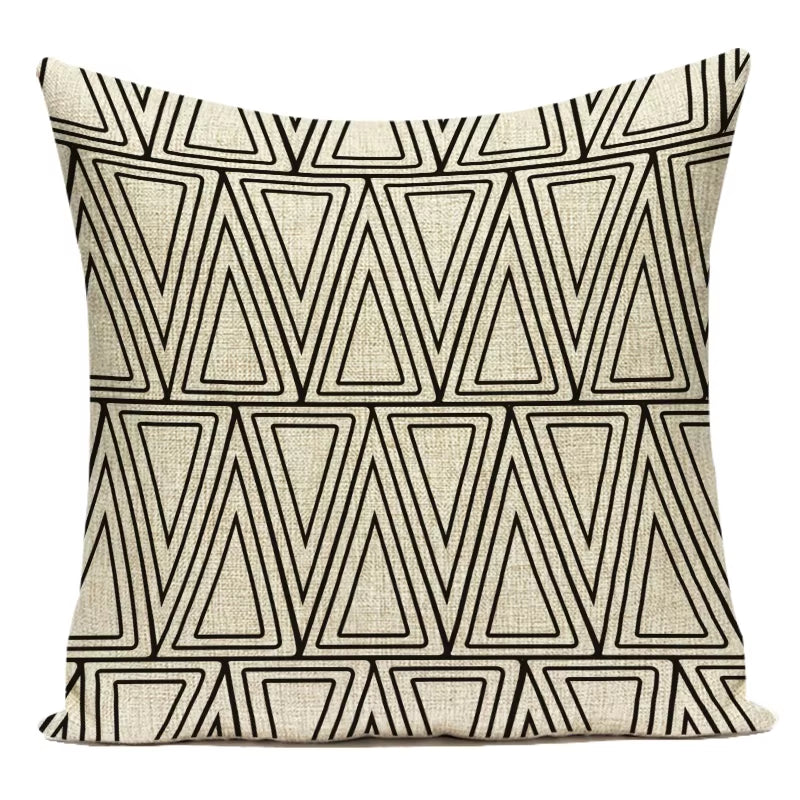 Black White Decorative Throw Pillows Case Geometric Sofa Cushion Cover Polyester Pillowcase Cover for Sofa Home Bedroom