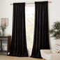 Black Velvet Curtains, 2 Panels Room Darkening Noise Reduced Thermal Insulated Rod Pocket Treatment Window 52X102 Inch