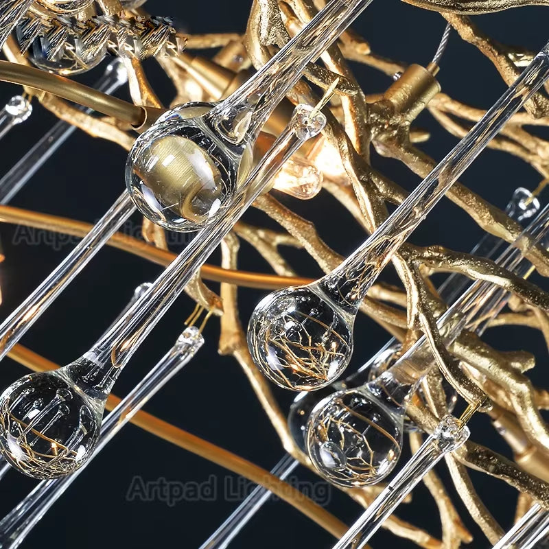 Retro Crystal LED Chandeliers Gold Luxury Lighting Illuminator for Living Room Hanging Light Fixture Kitchen Light
