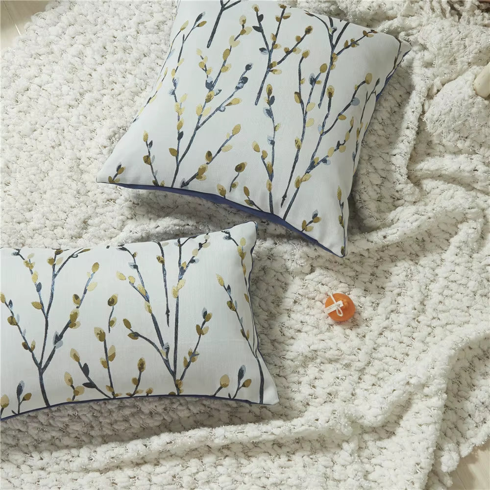 Country Style Floral Twigs Embroidery Pillowcase 30X50/45X45CM Nordic Simple Cushion Covers Sofa Seat Throw Pillows Decor Home