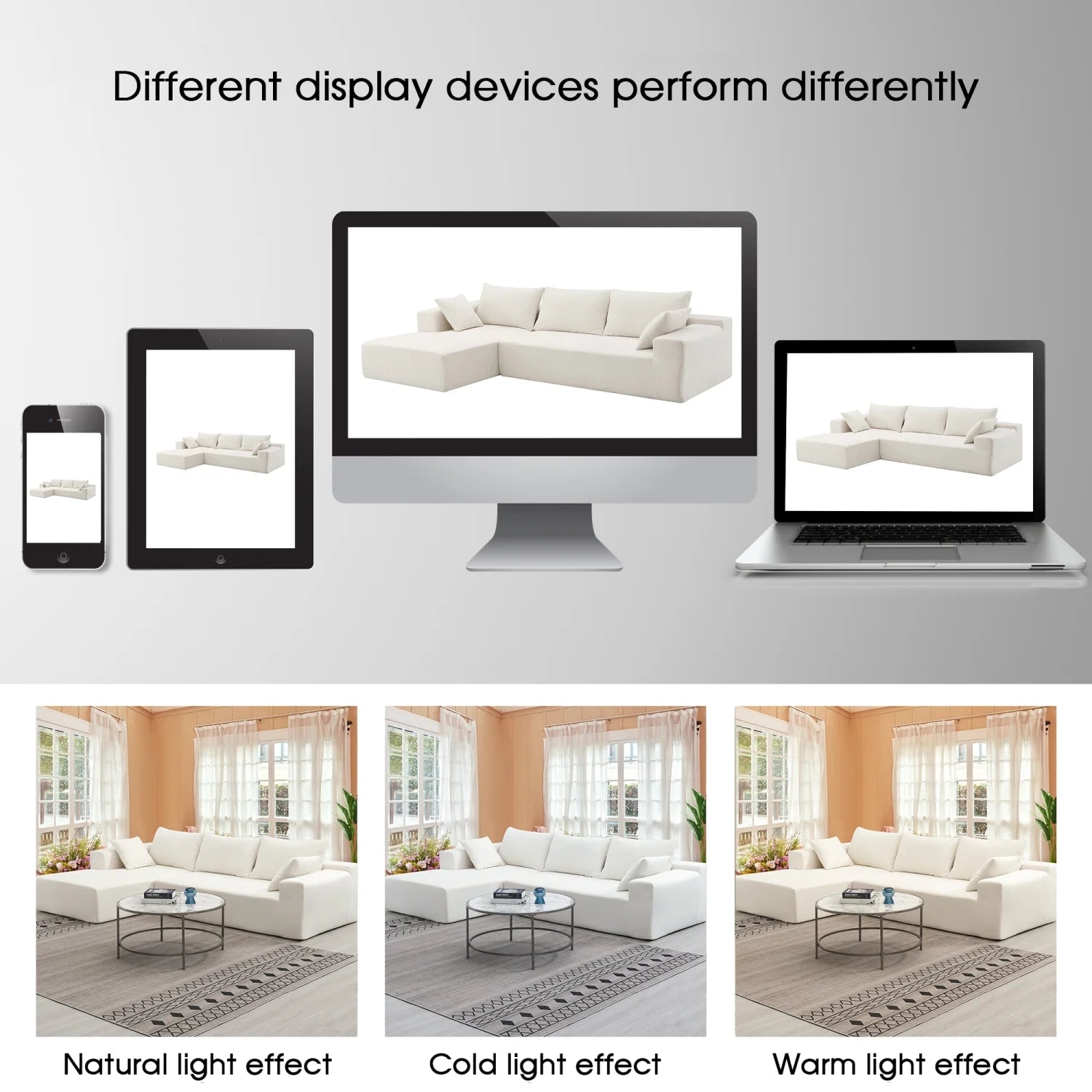 Convertible Modular Sectional Sofa L Shaped Reversible Couch Chenille Sleeper Combination Sofa for Living Room,Cream(No Metal Frame,Foam + Pocket Spring Fill)