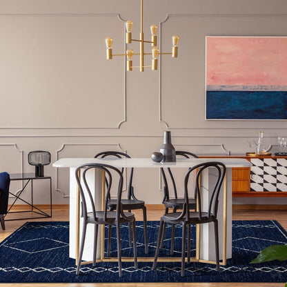 Daphnes Navy 5X7 Boho Moroccan Geometric Area Rug 2735