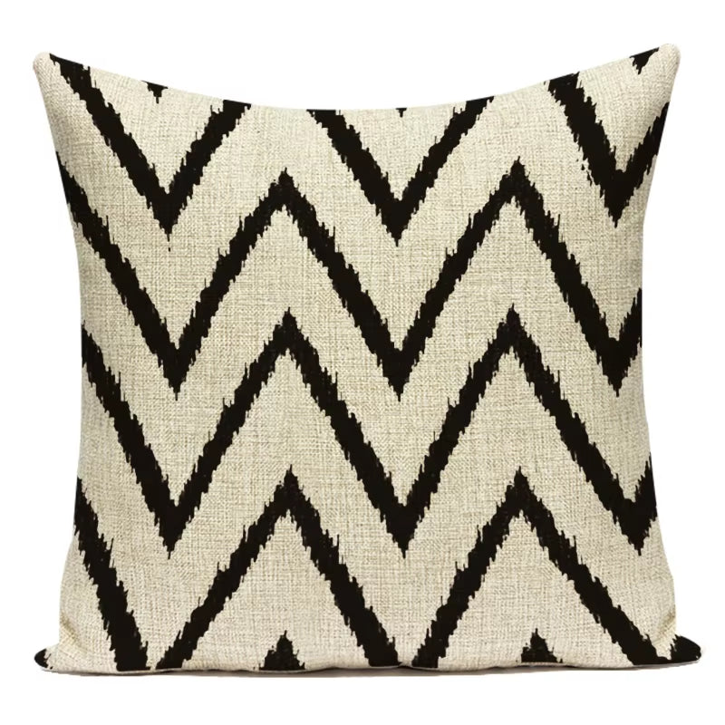 Black White Decorative Throw Pillows Case Geometric Sofa Cushion Cover Polyester Pillowcase Cover for Sofa Home Bedroom