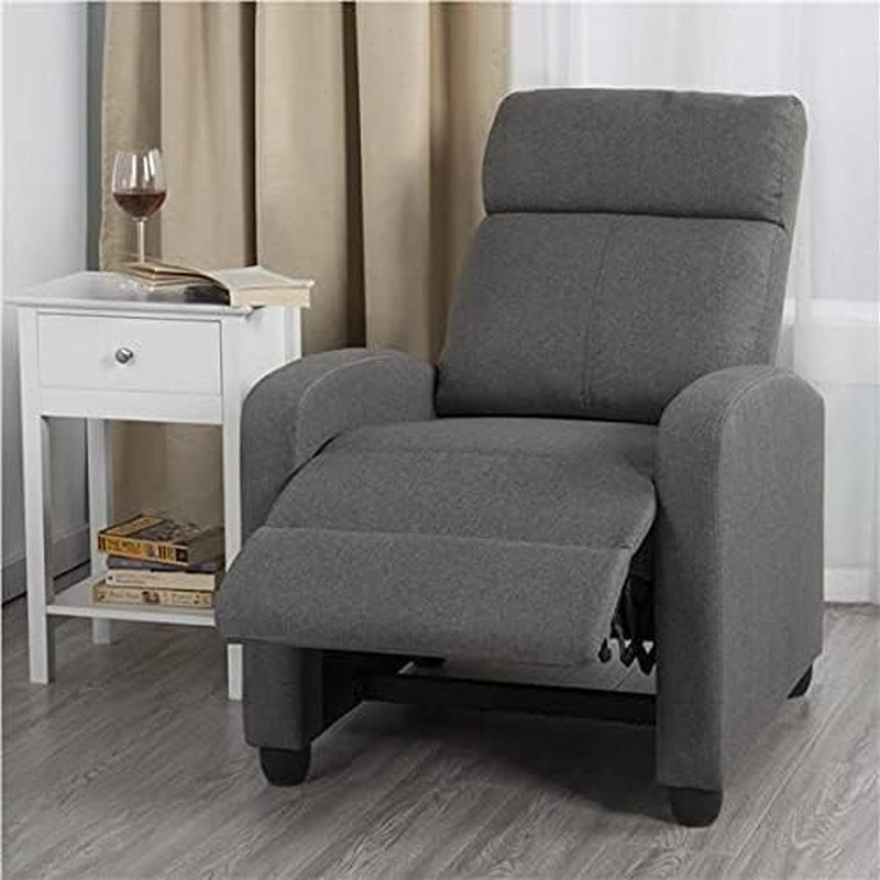 2-Seat Fabric Pushback Recliner Chair Living Room Chair with Thick Seat Cushion and Backrest Reclining Chair for Living Room Grey