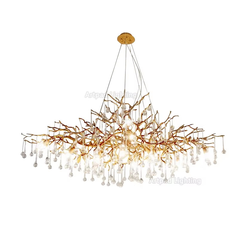 Retro Crystal LED Chandeliers Gold Luxury Lighting Illuminator for Living Room Hanging Light Fixture Kitchen Light