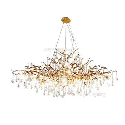 Retro Crystal LED Chandeliers Gold Luxury Lighting Illuminator for Living Room Hanging Light Fixture Kitchen Light