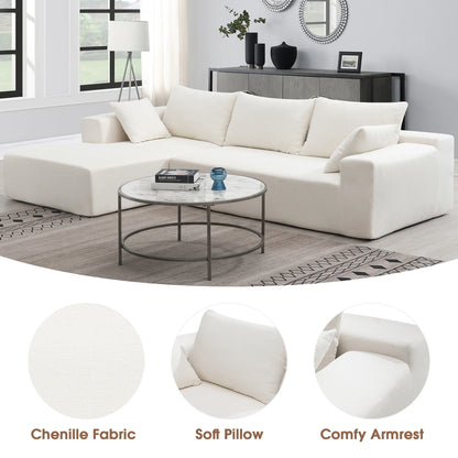 109" Modular Sectional Sofa, L Shaped Modern Couch Upholstered Sleeper Sofa Minimalist Style Couch Living Room Sofa Set for Living Room, White