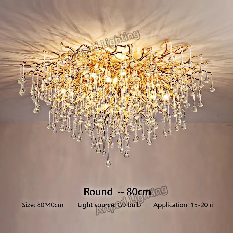 Modern Branch Crystal Chandeliers Gold Luxury Lighting Chandelier for Bedroom Dining Living Room Kitchen Light