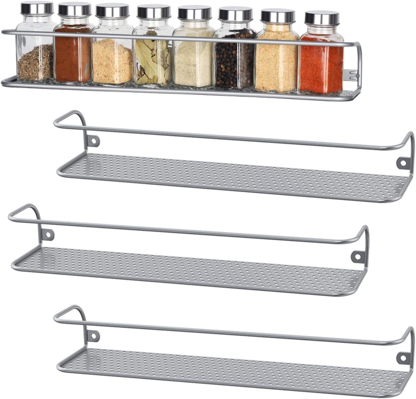 4 Pack Spice Rack Organizer Wall Mounted for Cabinet, Door, 16.54" L, Large