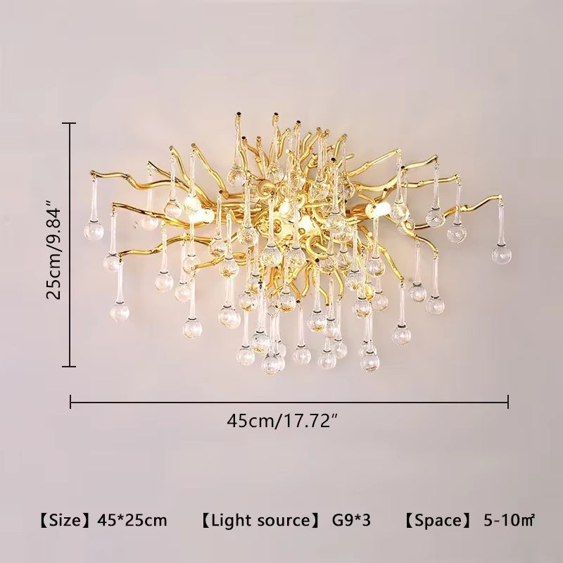 Modern Branch Crystal Chandeliers Gold Luxury Lighting Chandelier for Bedroom Dining Living Room Kitchen Light