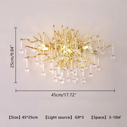 Modern Branch Crystal Chandeliers Gold Luxury Lighting Chandelier for Bedroom Dining Living Room Kitchen Light