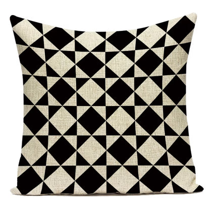 Black White Decorative Throw Pillows Case Geometric Sofa Cushion Cover Polyester Pillowcase Cover for Sofa Home Bedroom