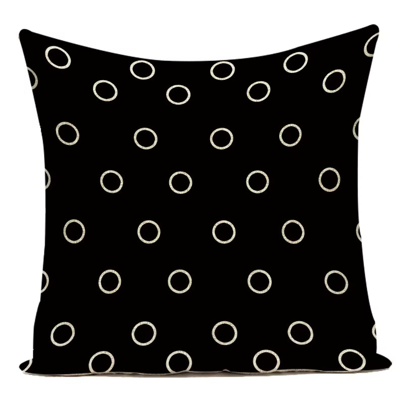 Black White Decorative Throw Pillows Case Geometric Sofa Cushion Cover Polyester Pillowcase Cover for Sofa Home Bedroom