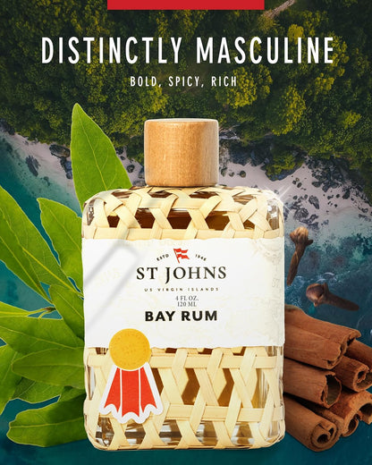 Bay Rum Aftershave and Cologne | Made with Bay Leaves from the Virgin Islands | Bay Leaf after Shave Fragrance for Men | (4 Oz Splash Bottle)