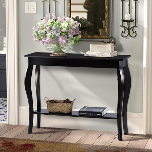 Narrow Console Table, Chic Accent Sofa Table, Entryway Table, Black