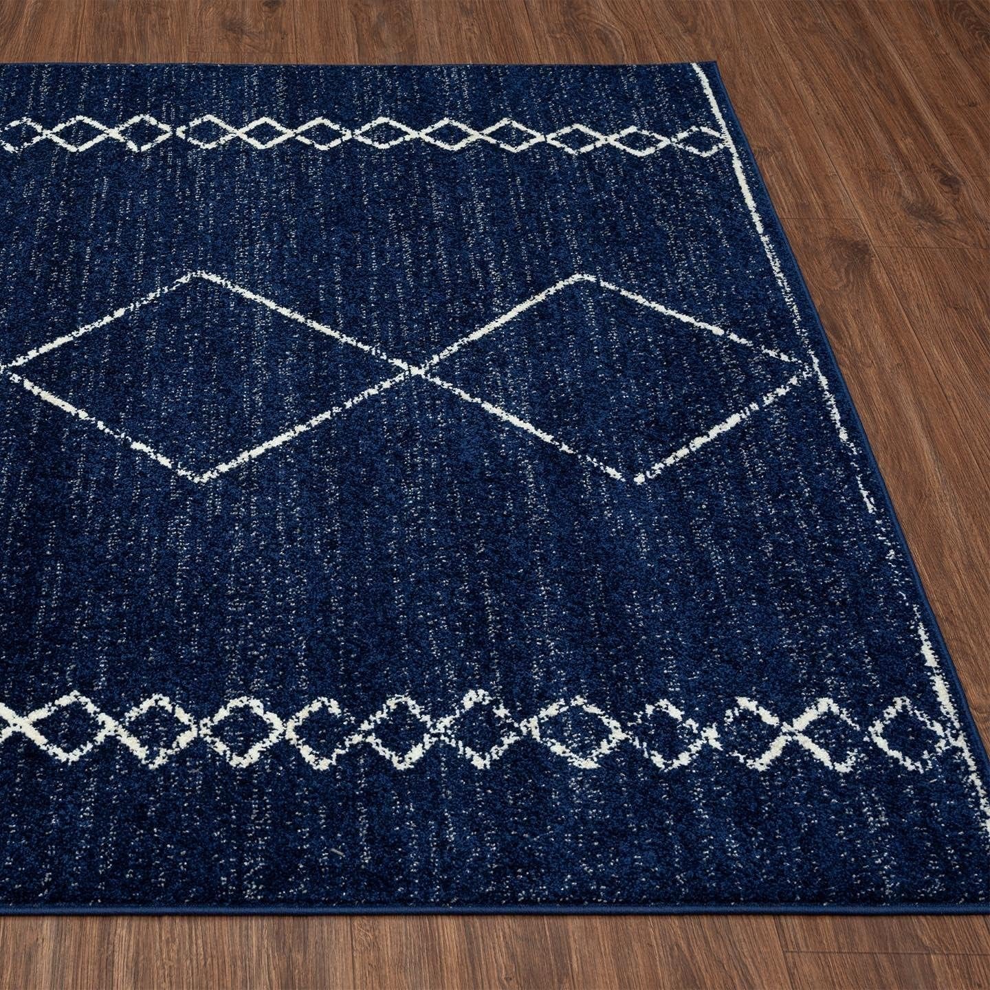 Daphnes Navy 5X7 Boho Moroccan Geometric Area Rug 2735