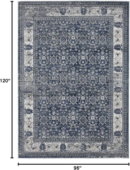 Persian Rugs Taba Collection 7081 Oriental Premium Blue 8X10 Area Rug