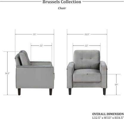 Brussels Living Room Chair, Gray
